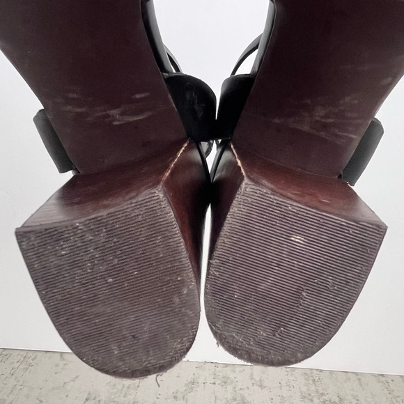 BLEECKER & BOND Sienna Leather Heels Black Size 7.5 Stacked Heel - Picture 13 of 16